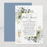 Greenery Champagne Glass Dusty Blue Dusche