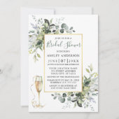 Greenery Champagne Glass Sage Green Brautparty Einladung (Vorderseite)