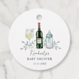 Greenery Champagne Sip & See Baby Dusche Geschenkanhänger