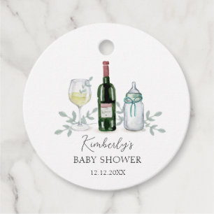 Greenery Champagne Sip & See Baby Dusche Geschenkanhänger