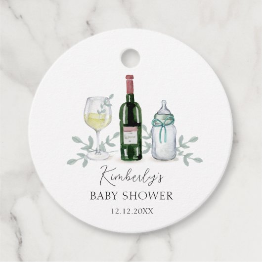 Greenery Champagne Sip & See Baby Dusche Geschenkanhänger (Vorderseite)