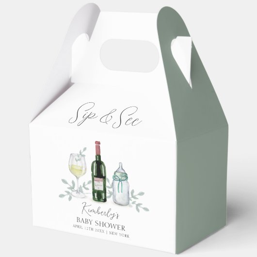 Greenery Champagne Sip & See Baby Dusche Geschenkschachtel (Vorderseite)
