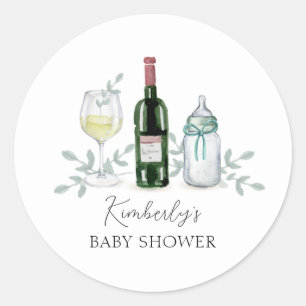 Greenery Champagne Sip & See Baby Dusche Runder Aufkleber