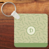 Greenery Chic Blätter Monogram Schlüsselanhänger (Vorderseite)
