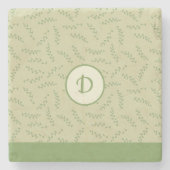 Greenery Chic Blätter Monogram Steinuntersetzer (Vorderseite)