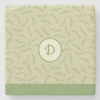 Greenery Chic Blätter Monogram Steinuntersetzer