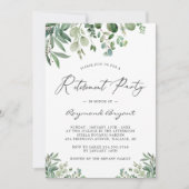 Greenery Chic Eucalyptus Verlasse Ruhestand Party Einladung (Vorderseite)