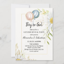 Greenery Chrysanthemum Gender Reveal Einladung