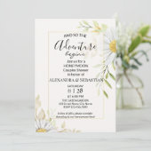 Greenery Chrysanthemum Honeymoon Dusche Einladung (Stehend Vorderseite)