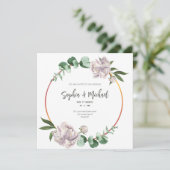 Greenery Circle Rahmen Elegante Hochzeitskarte Einladung (Stehend Vorderseite)