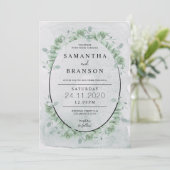 Greenery Circle Wreath Eukalyptus Botanical Einladung (Stehend Vorderseite)