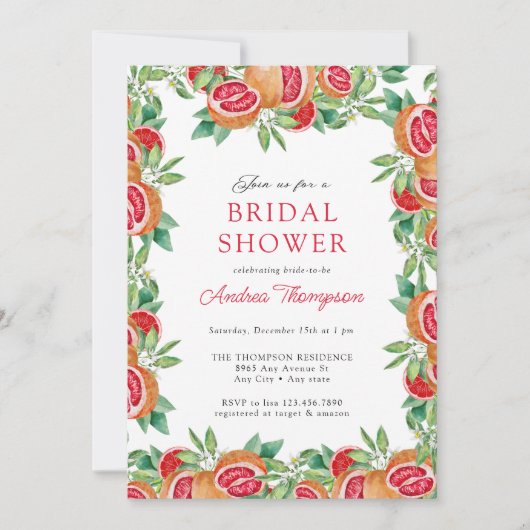 Greenery Citrus | Einladungen zur Brautdusche (Vorderseite)