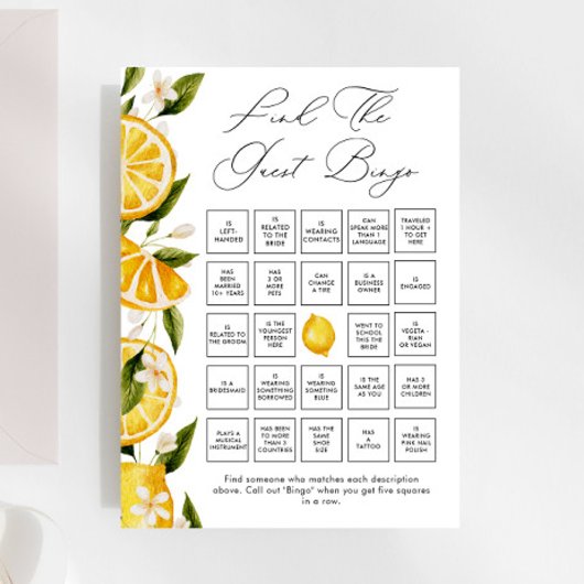 Greenery Citrus Finden Sie das Bingo Game