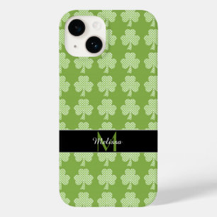 Greenery Clover Polka dots Patrick's Day Monogram Case-Mate iPhone 14 Hülle