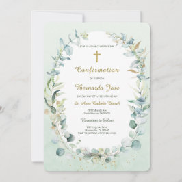 Greenery Confirmation Boy Template Einladung