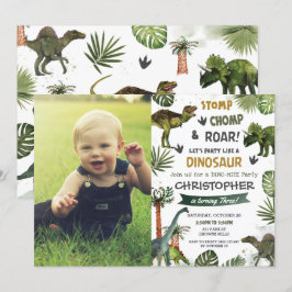 Greenery Cool Dinosaurier T-Rex Geburtstagsparty F Einladung