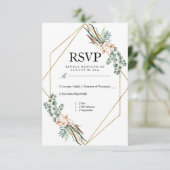 Greenery Cotton Boho Glitzer Wedding RSVP (Stehend Vorderseite)