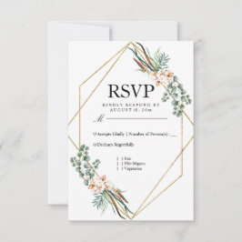 Greenery Cotton Boho Glitzer Wedding RSVP Karte