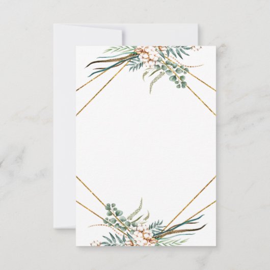 Greenery Cotton Boho Glitzer Wedding RSVP Karte (Rückseite)