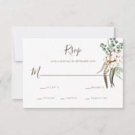 Greenery Cotton Boho Wedding RSVP Card