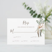 Greenery Cotton Boho Wedding RSVP Card Karte (Stehend Vorderseite)