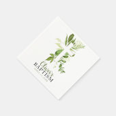 Greenery Cross Boy Baptism Serviette (Ecke)