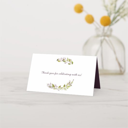 Greenery Dark Plum Mauve Berries Platzkarten (Rückseite)