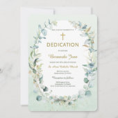 Greenery Dedication Boy Template Einladung (Vorderseite)