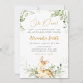 Greenery Deer Baby Shower Einladung (Vorderseite)