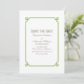 Greenery Deko Chic Save the Date einladen Einladung (Stehend Vorderseite)