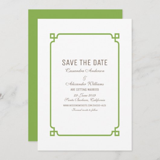 Greenery Deko Chic Save the Date einladen Einladung (Vorne/Hinten)