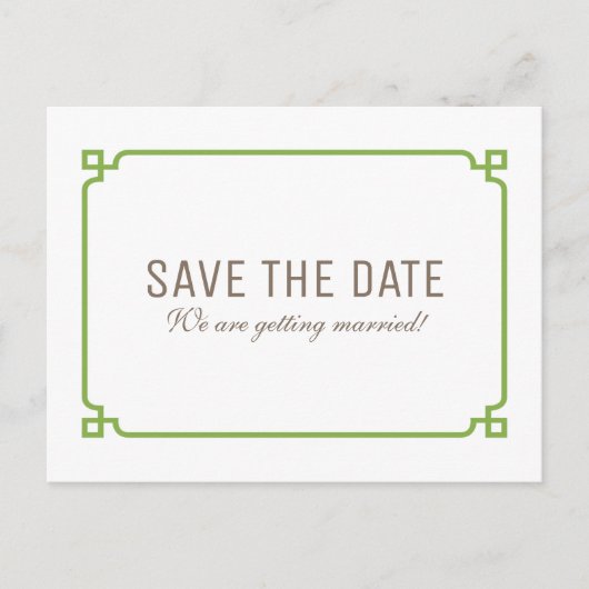 Greenery Deko Chic Save the Date Postkarte (Vorderseite)
