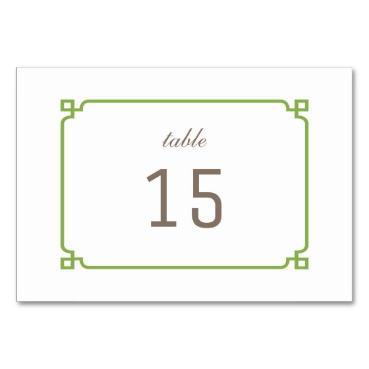 Greenery Deko Chic Table Card Tischnummer (Rückseite)