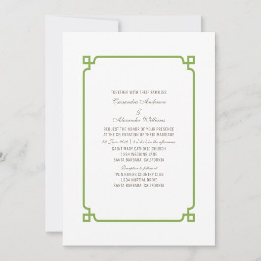 Greenery Deko Chic Wedding Einladung (Vorderseite)