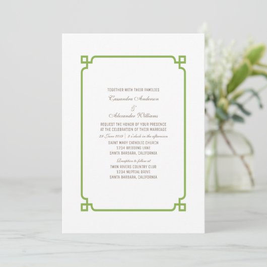 Greenery Deko Chic Wedding Einladung (Stehend Vorderseite)