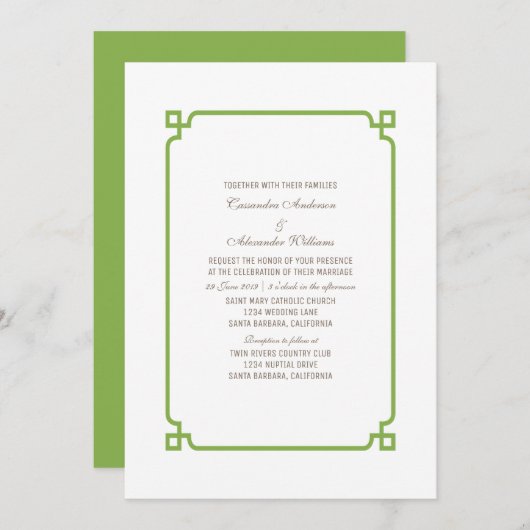 Greenery Deko Chic Wedding Einladung (Vorne/Hinten)