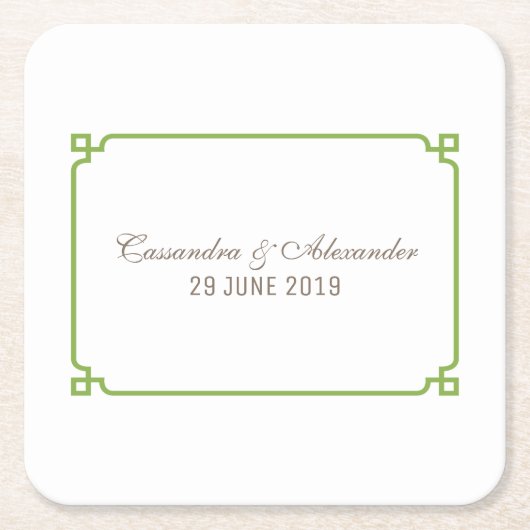 Greenery Deko Chic Wedding Rechteckiger Pappuntersetzer (Vorderseite)