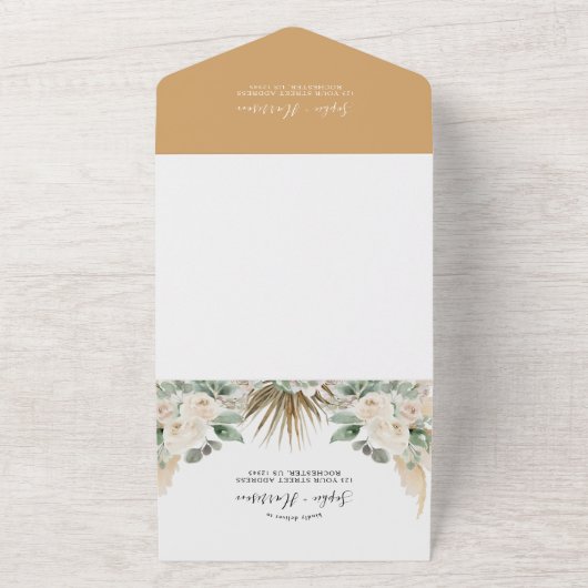 Greenery Desert Boho Pampas Grass Wedding All In One Einladung (Außenbereich)