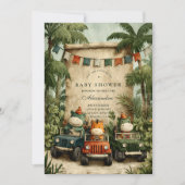 Greenery Dino Baby Shower Einladung (Vorderseite)