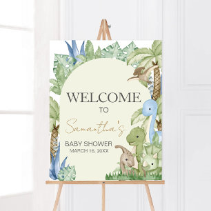 Greenery Dinosaur Baby Dusche Empfang Poster