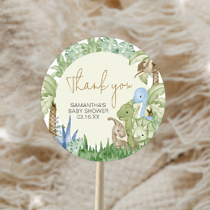 Greenery-Dinosaur-Baby-Party  Runder Aufkleber