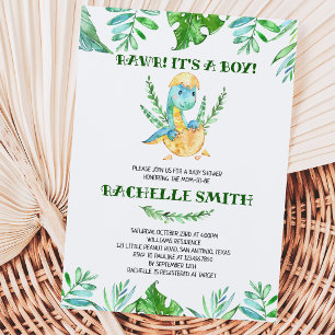 Greenery-Dinosaur-Baby-Shower-Einladung Einladung