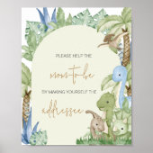 Greenery Dinosaur Baby Shower Envelope Station Poster (Vorne)
