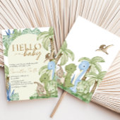 Greenery Dinosaur Babydusche Einladung