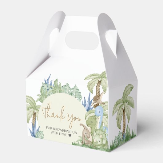 Greenery Dinosaur Babydusche Geschenkschachtel (Rückseite)