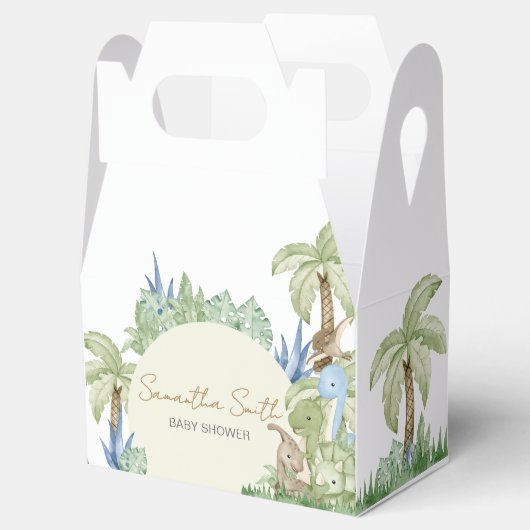 Greenery Dinosaur Babydusche Geschenkschachtel (Geöffnet)