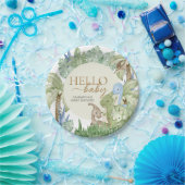 Greenery Dinosaur Babydusche Pappteller (Party)