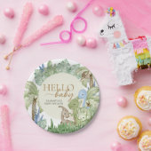 Greenery Dinosaur Babydusche Pappteller (Party)