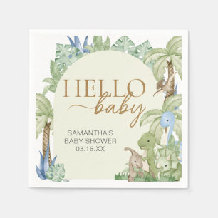 Greenery Dinosaur Babydusche Serviette