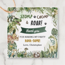 Greenery Dinosaurs Jurassic Boy Birthday Party Geschenkanhänger